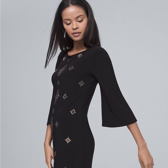 WHBM Embellished Black Knit Shift Dress XXS - Picture 3 of 10